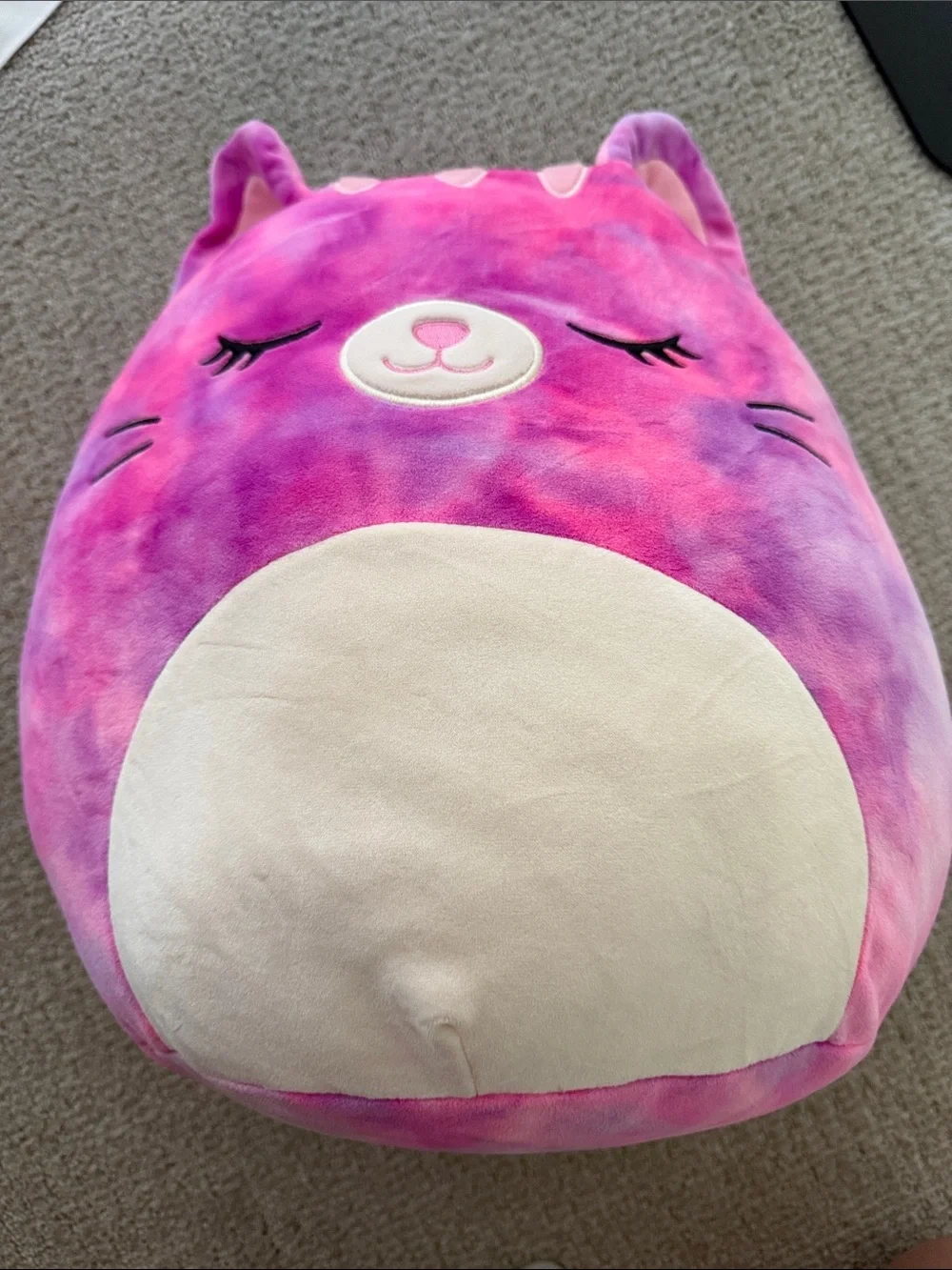 Squishmallows Pink & Purple Plush Cat Pet Cushion with Cream Belly